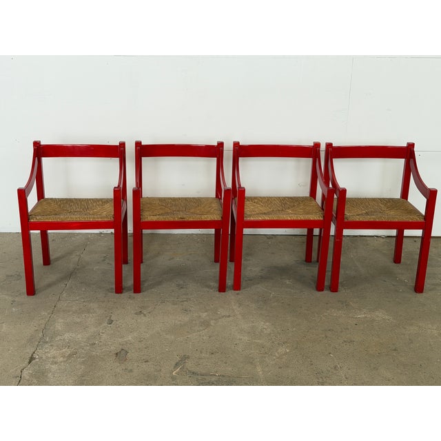 Carimate Armchair in Red Lacquered Beech by Magistretti for Cassina, 1960s For Sale - Image 9 of 10