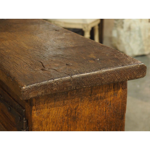 A Diminutive and Rustic 18th Century Oak Paneled Spanish Cabinet For Sale - Image 14 of 15