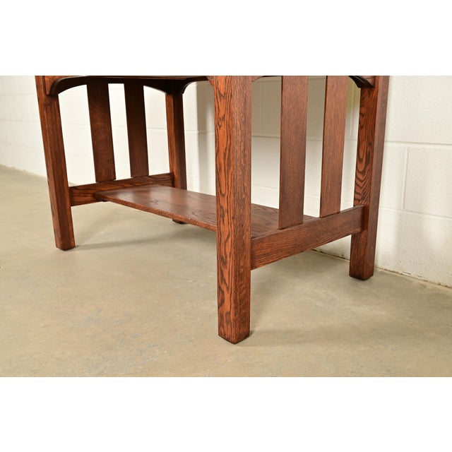 Stickley Brothers Style Antique Mission Oak Arts & Crafts Writing Desk, Newly Refinished For Sale - Image 10 of 14