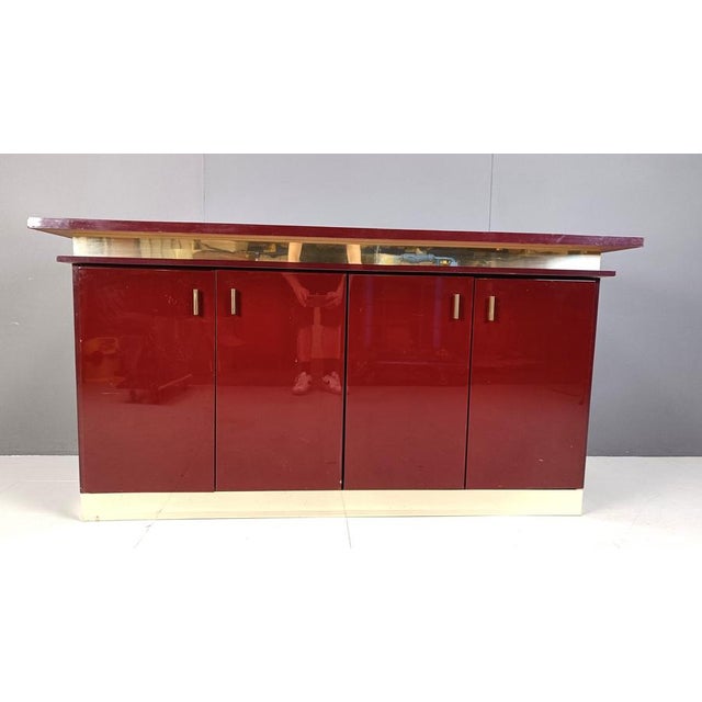 Vintage Red Lacquered Sideboard, 1980s For Sale - Image 4 of 10