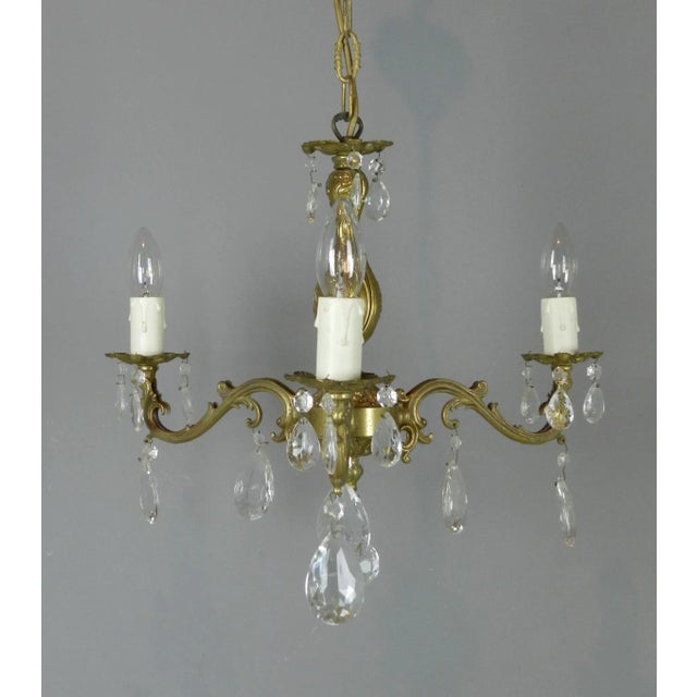 French Chandelier & Matching Wall Sconces, 1950s, Set of 3 For Sale - Image 4 of 14