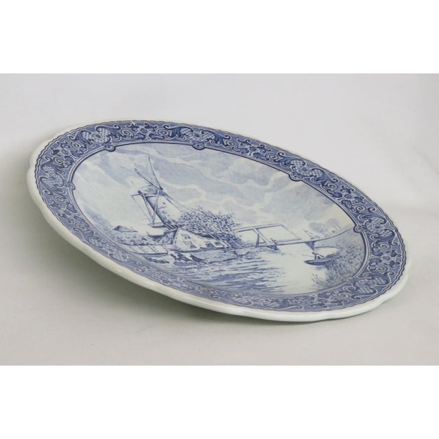 Traditional Boch Delfts Extra Large White Blue Porcelain Plate Royal Sphinx Holland 4896b For Sale - Image 3 of 18