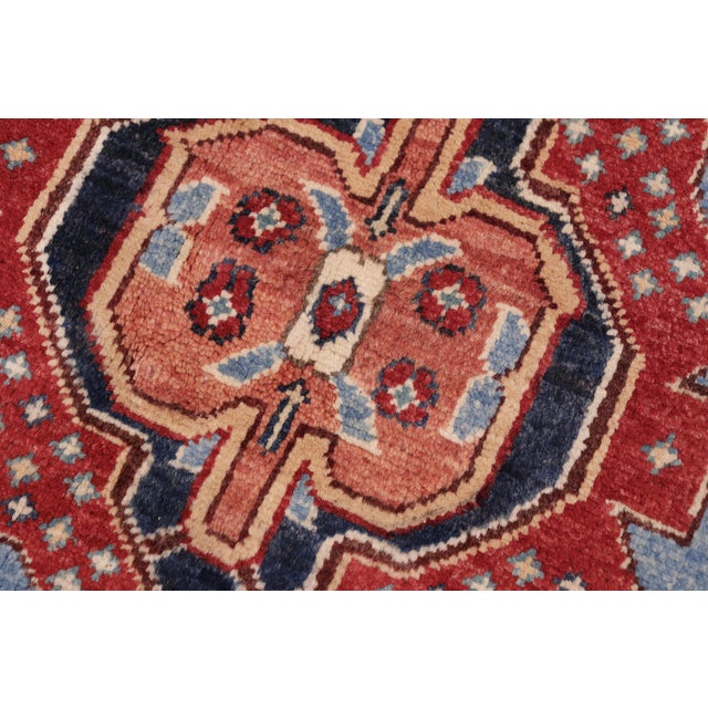 Bohemian Kazak Light Blue/Red Wool Rug - 8'0''x9'10'' For Sale - Image 4 of 10