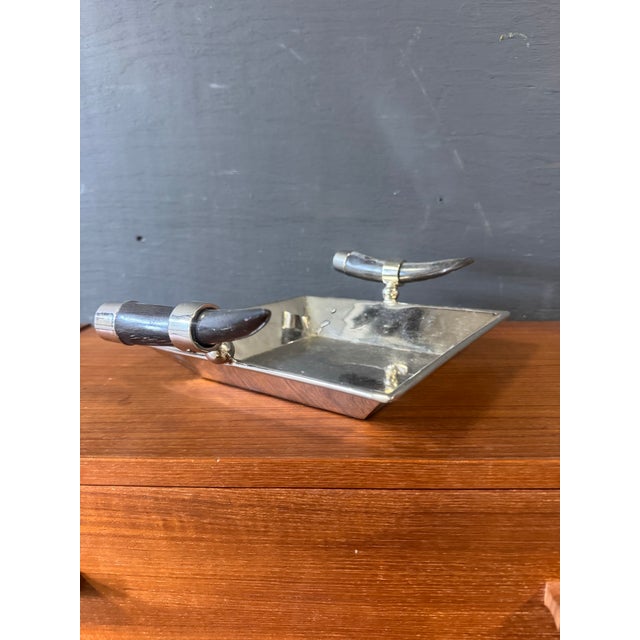 1980s Vintage Art Deco Style Chrome Horn Tray For Sale - Image 5 of 6