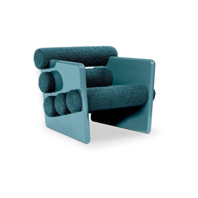 Charles cormo azure armchair by royal stranger dimensions: d 88 x w 84 x h 78 cm. Materials: upholstery, prussiana...