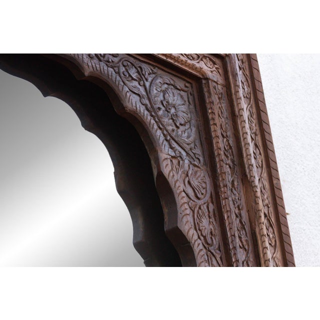 116" Tall Moorish Arch Carved Palace Floor Mirror For Sale In Los Angeles - Image 6 of 7