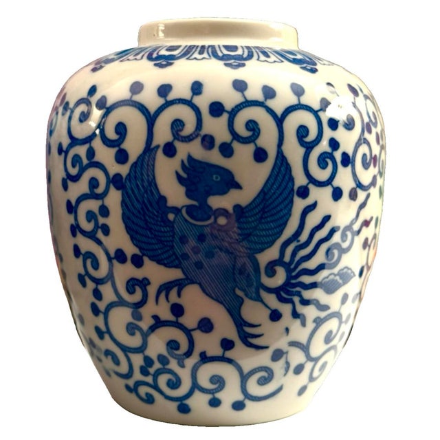 Mid 20th Century Mid 20th Century Small Blue and White Chinoiserie Porcelain Jars - A Pair For Sale - Image 5 of 11
