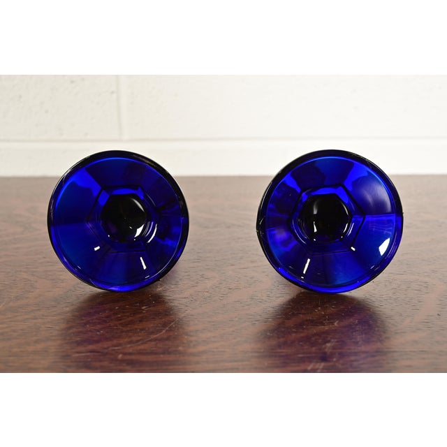 Blue Elsa Peretti for Tiffany & Co. Cobalt Blue Murano Glass Candlesticks, Pair For Sale - Image 8 of 10