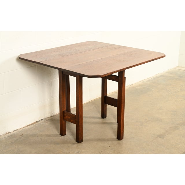 Gustav Stickley Mission Oak Arts & Crafts Drop Leaf Dining Table, Circa 1912 For Sale - Image 15 of 15