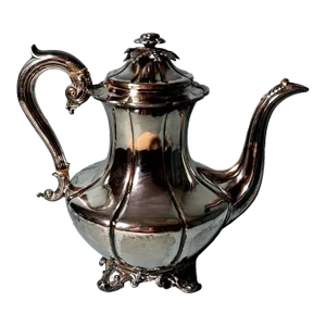 Late 19th Century Georgian-Style Silver-Plated English Teapot-Chocolate Pot