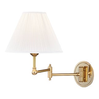 Hudson Valley Lighting Mark D. Sikes Signature No.1 1-Light Swing Wall Sconce, Aged Brass For Sale