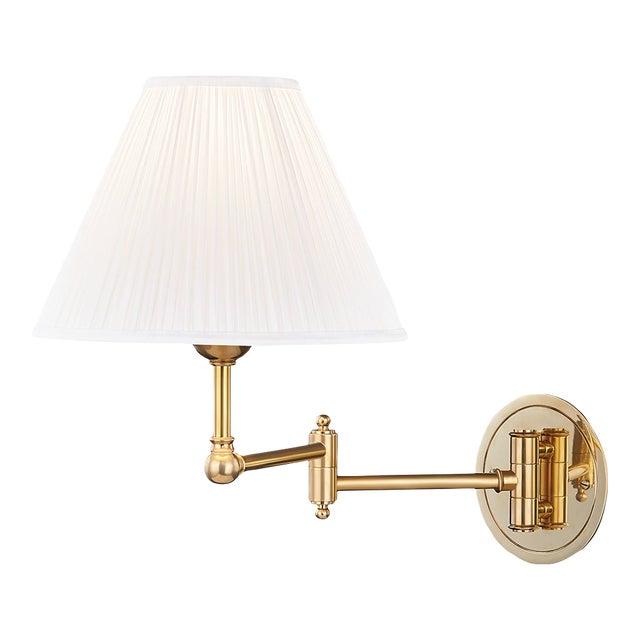 Hudson Valley Lighting Mark D. Sikes Signature No.1 1-Light Swing Wall Sconce, Aged Brass For Sale