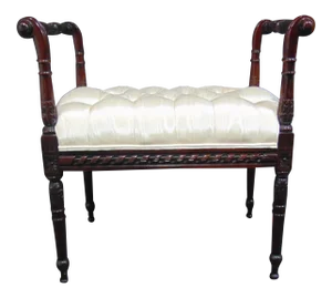 Regency Carved Mahogany Tufted Bench
