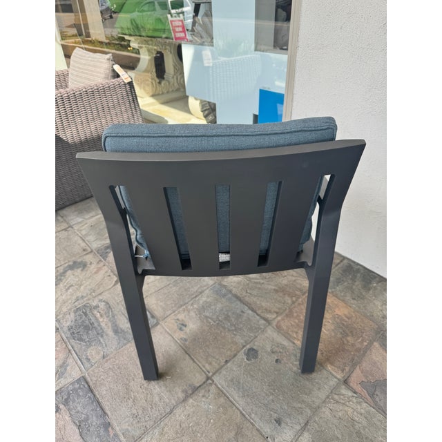 Restoration Hardware Rhodes Aluminum Outdoor Dining Armchairs, Pair For Sale - Image 9 of 12