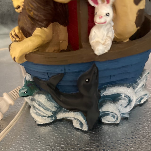 Vintage Hand Painted Resin Noah’s Ark Lamp For Sale - Image 11 of 12