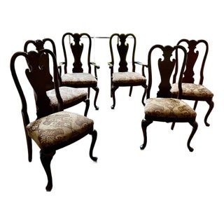 1980s Thomasville Attributed Fine Mahogany Collection Set of 6 Dining Chairs For Sale