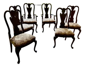 1980s Thomasville Attributed Fine Mahogany Collection Set of 6 Dining Chairs