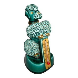 French Early 20th Century Poodle Dog Figurine Thermometer For Sale