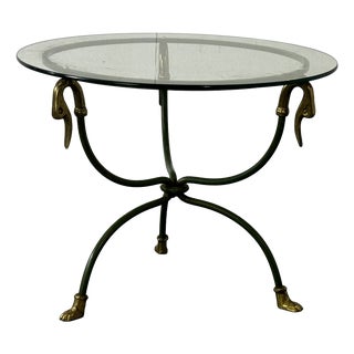 Regency Steel & Brass Swann Head Side Table from Maison Jansen, 1970s For Sale