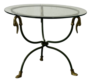 Regency Steel & Brass Swann Head Side Table from Maison Jansen, 1970s