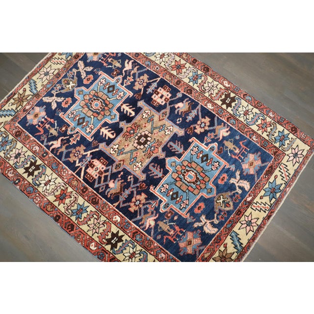 Antique Zabihi Collection Persian Heriz Small Rug - 3'2" x 4'2" For Sale - Image 4 of 10
