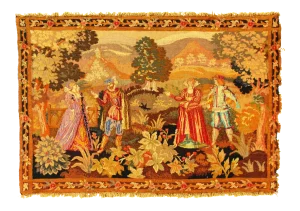 Late 19th Century Antique French Floral Tapestry - 3′4″ × 5′