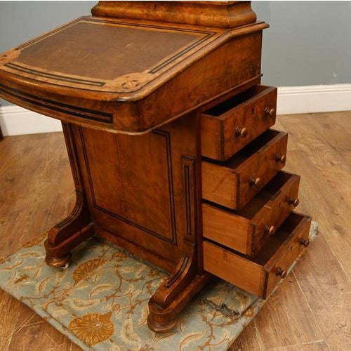 Victorian Walnut Davenport Desk, 1890s For Sale - Image 12 of 13
