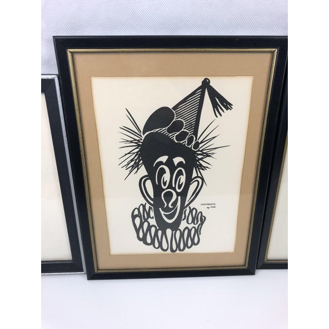 Vintage Mid Century modern Footprints by Fko Framed Wall Art Clown Cat Native - Set of 4 For Sale - Image 10 of 10