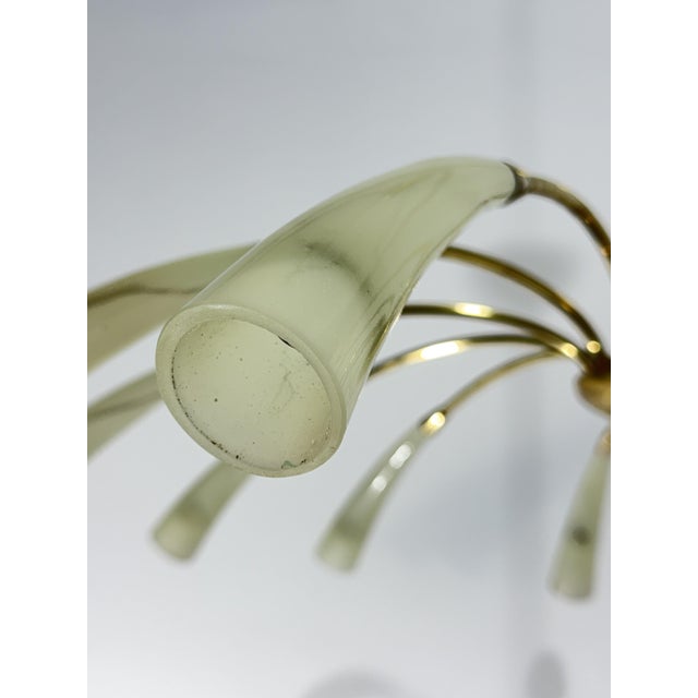 12-Light Spider Hanging Lamp in Brass and Murano Glass in the style of Ercole Barovier, 1950 For Sale - Image 12 of 15
