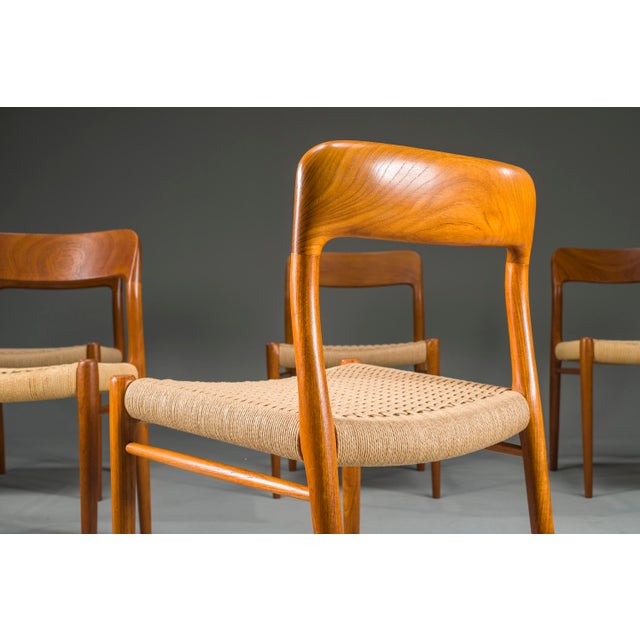 Danish Teak Model 75 Dining Chairs by Niels Møller, 1960s, Set of 8 For Sale - Image 9 of 18