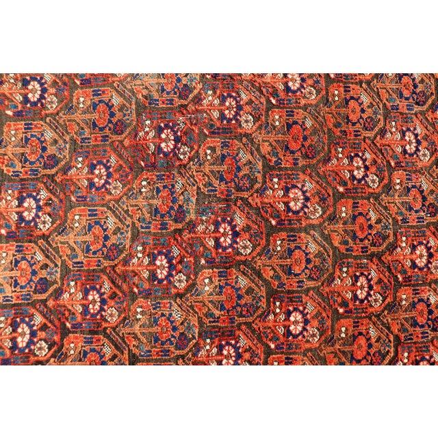 Fine Persian Antique Afshar Rug in Orange and Copper Background & Multi Colors 4'2 X 5'2 For Sale - Image 4 of 12