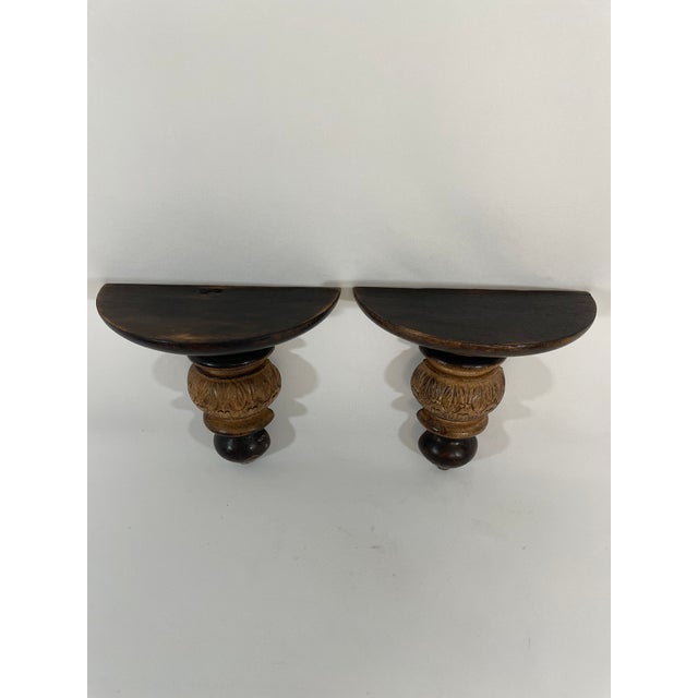 Vintage Carved Wood Wall Shelf Brackets Sconces Corbels, a Pair For Sale - Image 4 of 16