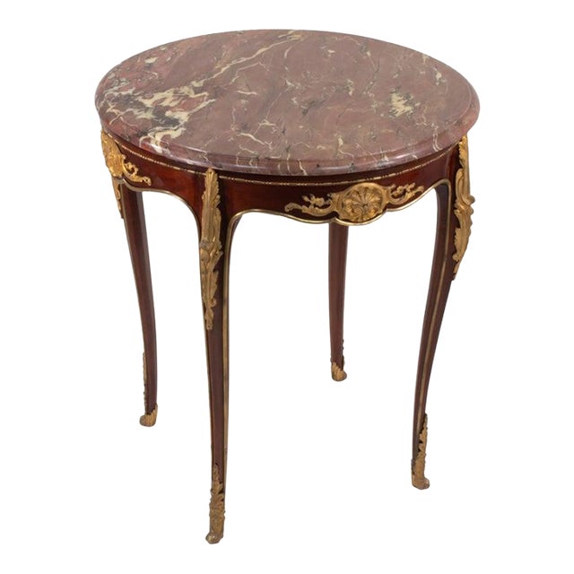 Late 19th Century French Louis XV Style Occasional Side Table With Marble Top For Sale
