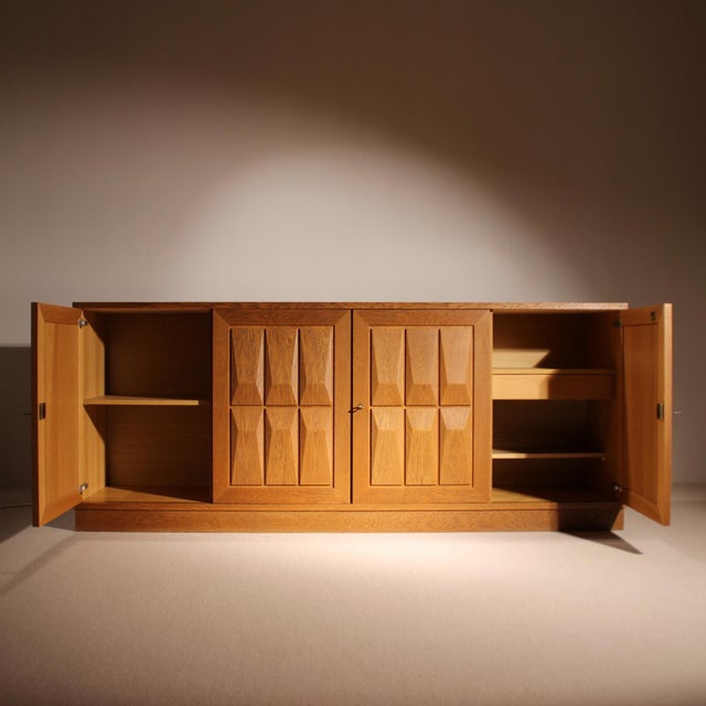 Wood Brutalist Oak Sideboard by Gerhard Bartels, Germany, 1970s For Sale - Image 7 of 17