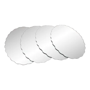 Set of 4 Vintage 1982 Scalloped Mirrored Oval Placemat Place Setting Table Trays