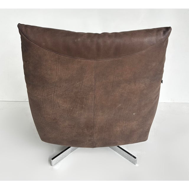 Edra Chiara Model Ottoman, Lounge Chair With Chrome Bases, Supple Leather, Setof 2 For Sale In Miami - Image 6 of 18