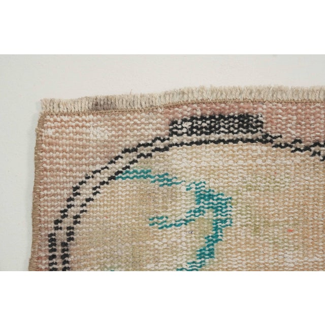 Textile 1970s Vintage Turkish Handmade Wool Cotton Pink Area Rug For Sale - Image 7 of 12
