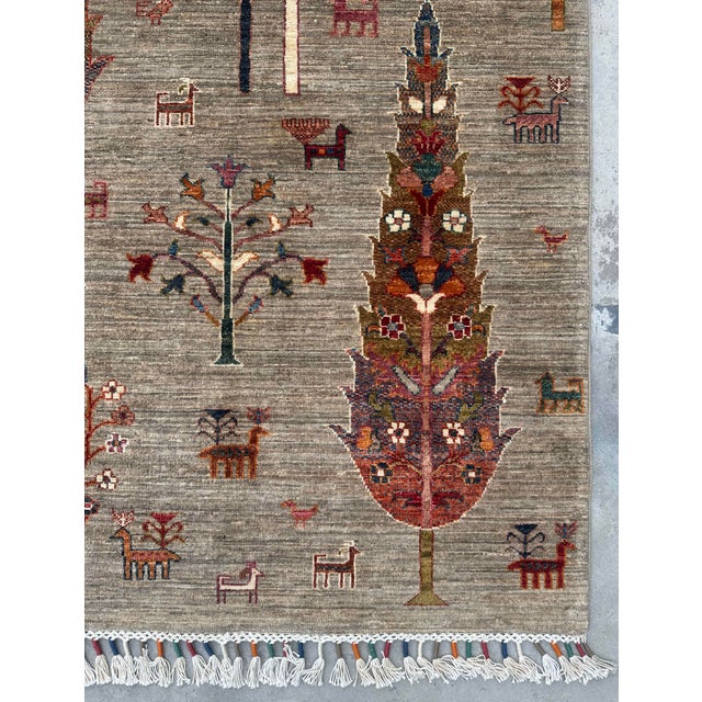 Taupe Vintage Persian Gabbeh Wool Tree of Life Rug – 173x243 Cm For Sale - Image 8 of 18