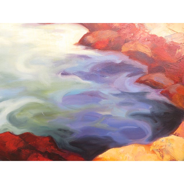 Late 20th Century Large Contemporary West Coast Ocean Cliffs Seascape Oil Painting ~ California or Pacific Northwest Bluffs Art For Sale - Image 9 of 16