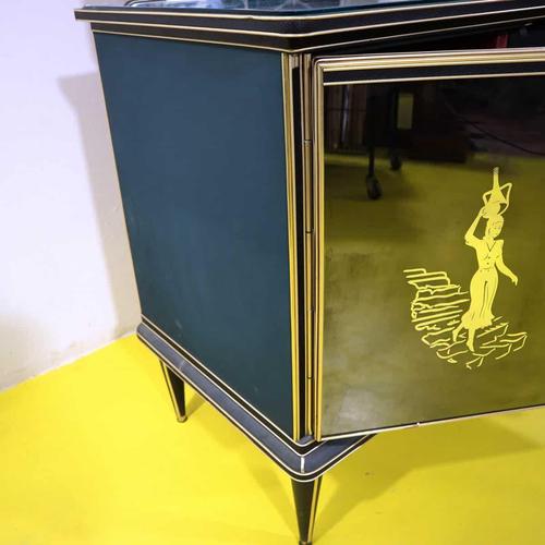 Credenza with Mirror and Black Glass Doors For Sale - Image 16 of 18