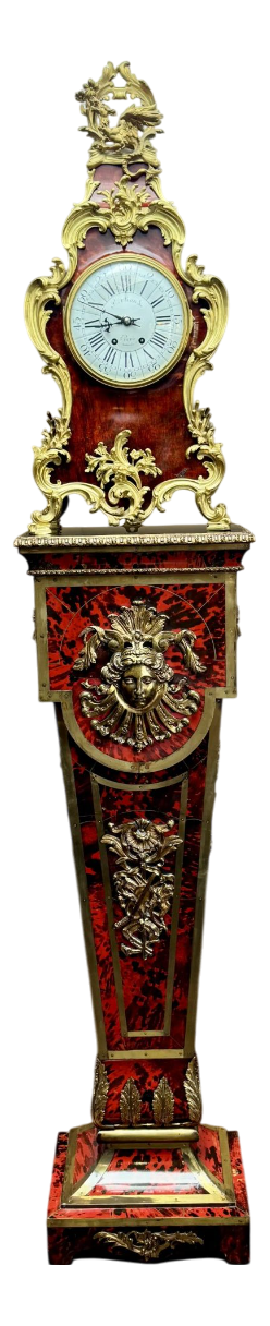 Antique French Boulle Bracket Clock and Pedestal, 1860, Set of 2