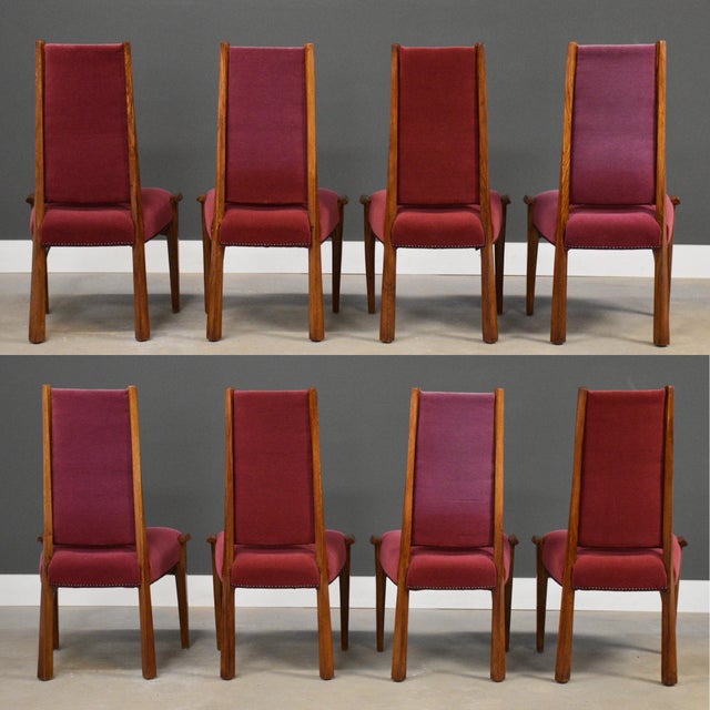 1960s 1960s Pere Cosp Oak and Mohair Dining Chairs - Set of 8 For Sale - Image 5 of 12
