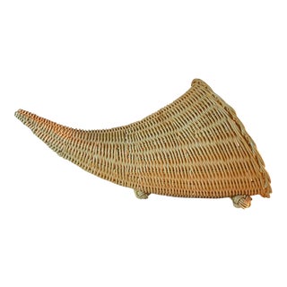 Wicker Cornucopia Centerpiece Basket For Sale