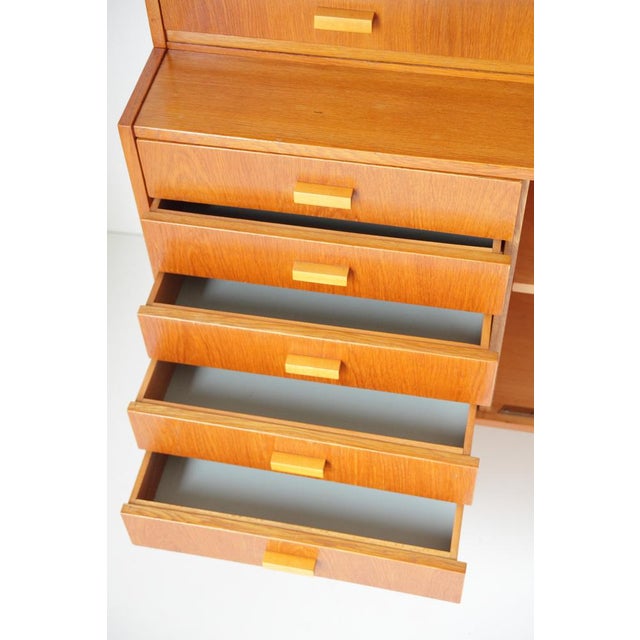 Wood Mid-Century Oak Sideboard and Bookcase, Former Czechoslovakia, 1962 For Sale - Image 7 of 18