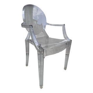 Authentic Kartell Louis Ghost Armchair by Philippe Starck — Crystal Clear Polycarbonate, Made in Italy, 2002 For Sale