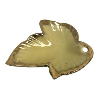 Vintage Yellow Leaf Ceramic Dish For Sale