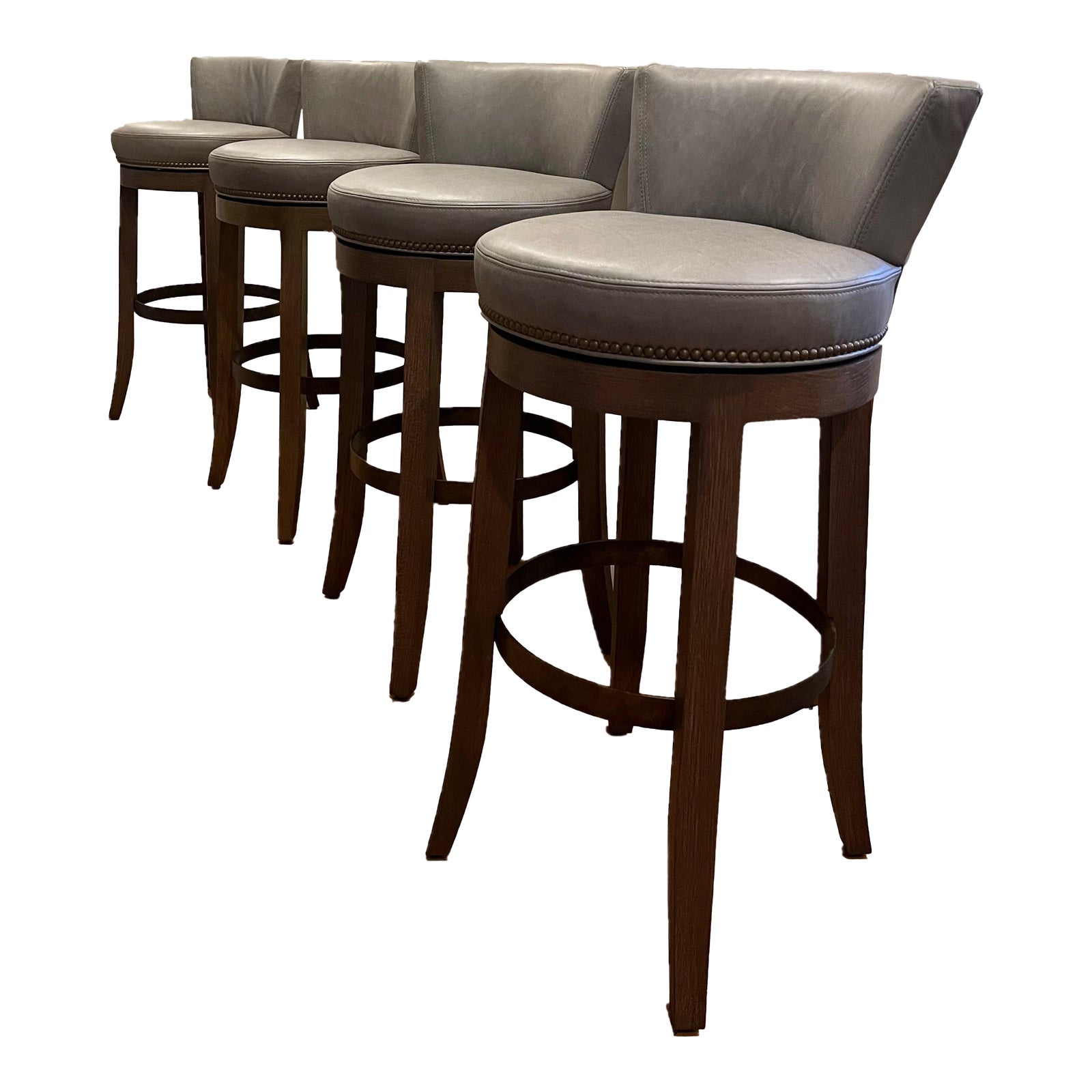 Lee Industries Leather Swivel Bar Stools Chairish