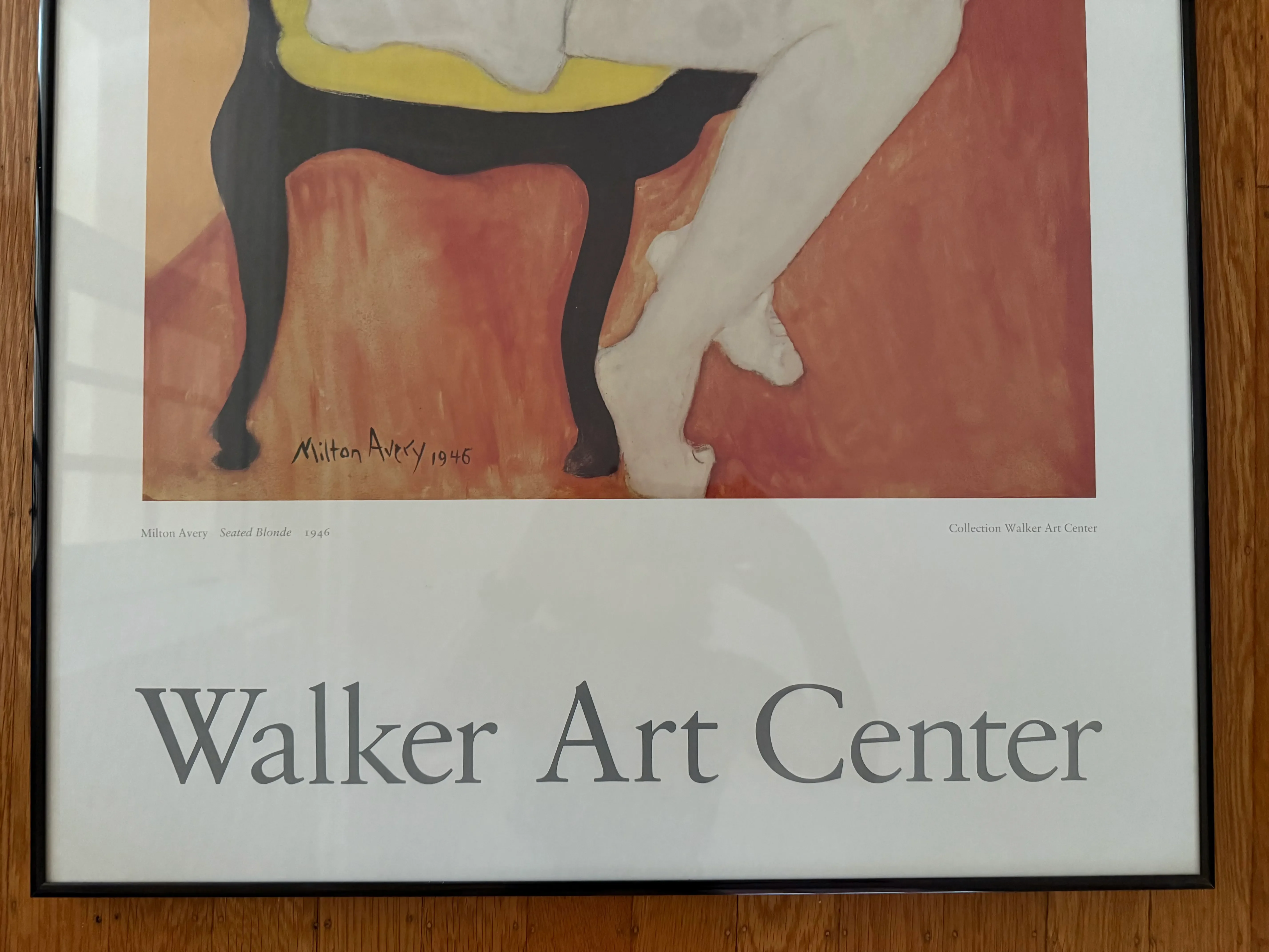 1980s Rare Vintage Milton Avery Seated Blonde Poster, Framed