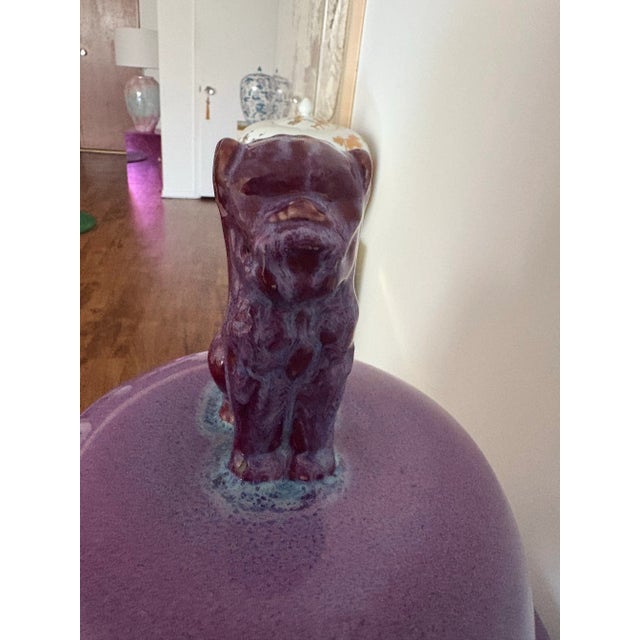 Temple Jars 1980s Purple Pottery a Pair 49” Tall For Sale In Los Angeles - Image 6 of 12