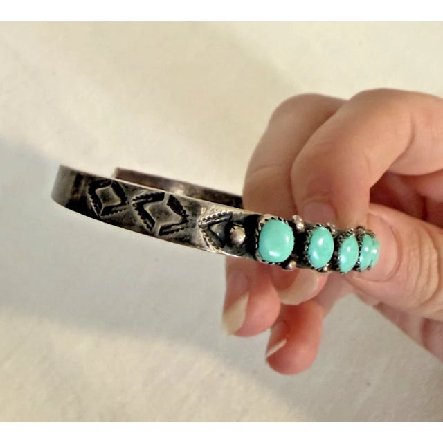 1930s Zuni Turquoise and Silver Bracelet Set For Sale - Image 12 of 15